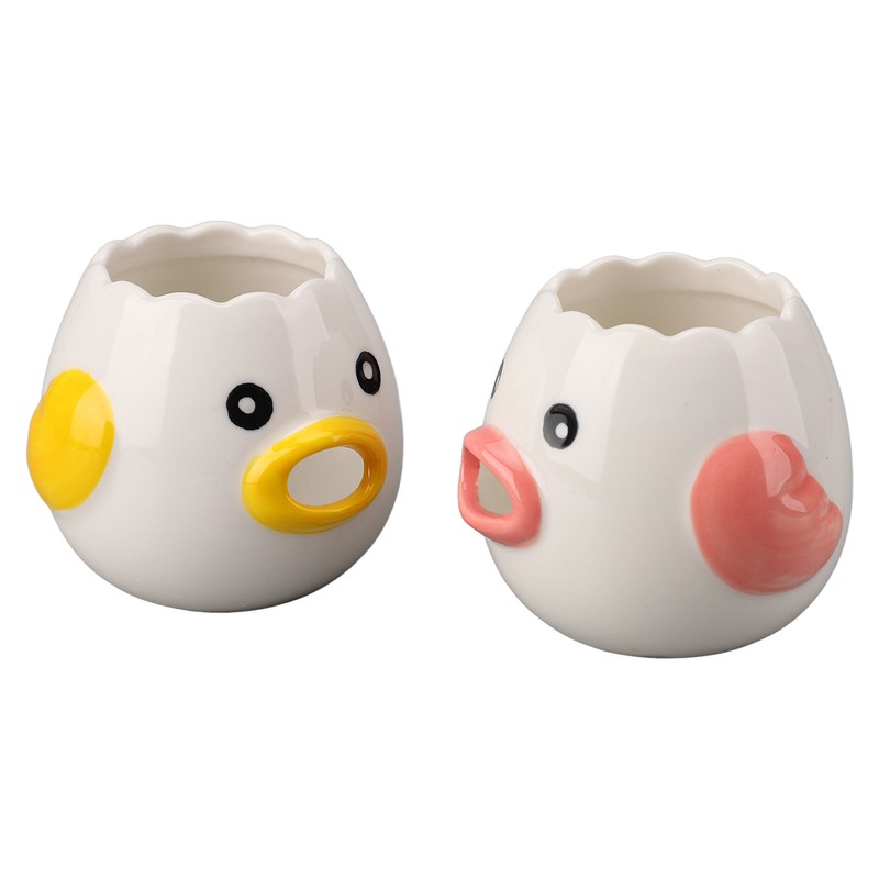 2pcs Egg Separator Ceramic Chicken Shaped Egg Yolk White Filter