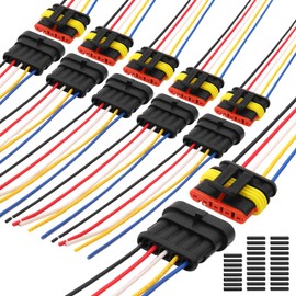 CNHAIHD Connector Waterproof, 18 AWG Automotive Electrical Connectors Male and Female Way with Heat Shrink Tubing for Car Truck Boat and Other Wire Connections (5pin 6 Kits)
