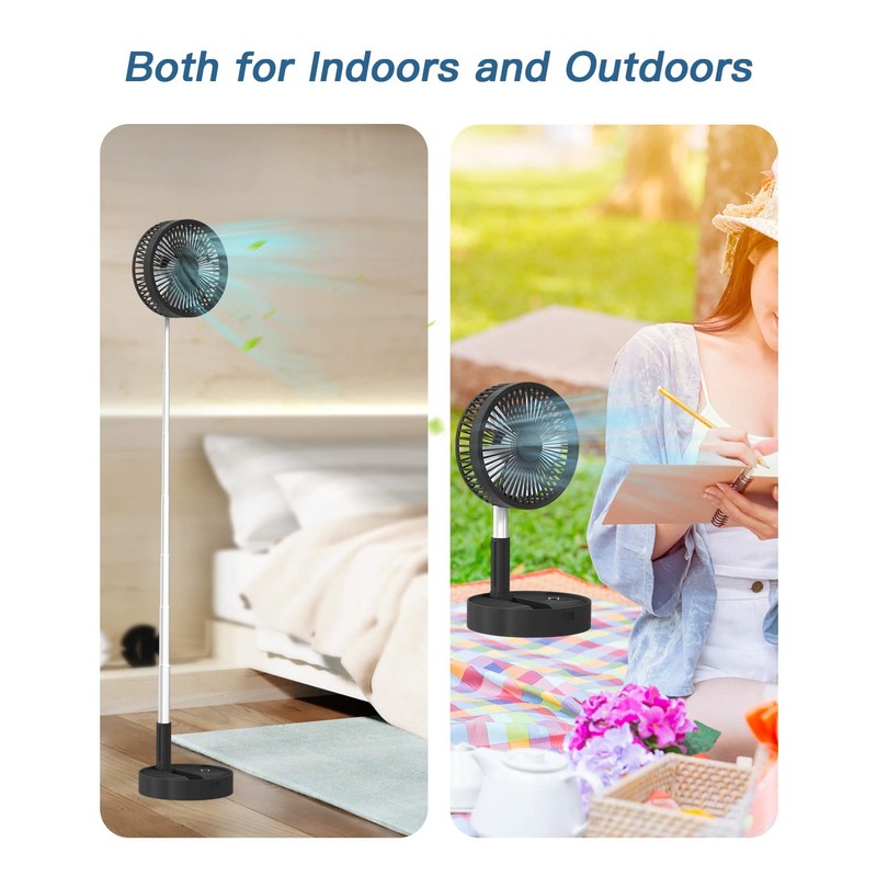 AICase Stand Fan,Folding Portable Telescopic Floor/USB Desk Fan with 7200mAh