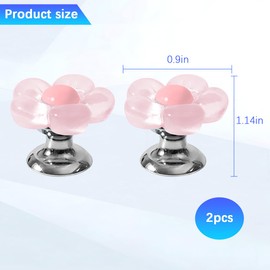 Zpana Car One-Touch Start Button, 2PCS Resin Cute Flower-Shaped Vehicle Engine Push Start Stop Button Cover, Auto Ignition Starter Decor for Women Girls, Universal for Truck SUV Sedan (Pink)