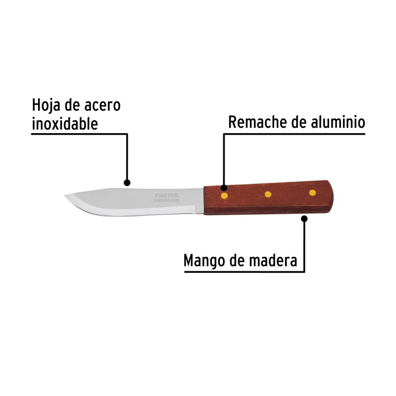 Pretul CUCH-M50, Cuchillo cebollero 5" mango de madera