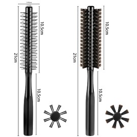 2 Pieces Thick Round Hair Comb Bristle Round Hair Brush Blow Drying Hairbrush Small Brush Short Hair Massage Comb Head Massage Round Brush Roll Hairbrush for Wet or Dry Hair (Black)