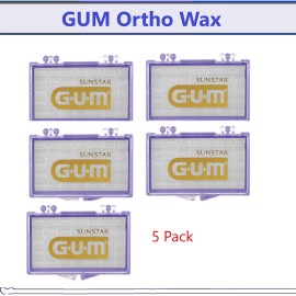 Sunstar Dental Orthodontic Ortho Wax Mint Original Scent For Braces Sunstar Gum, USA - Unflavored, 5/Pack (175 Cubes)