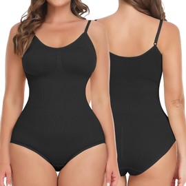 SHAPERIN Women's Bodysuit, Figure Shaping Body Shaper, Tummy Control Shapewear, Adjustable Shoulder Strap, Tummy Control Bodice Body, black