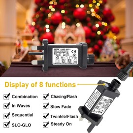 CubePlug 31V3.6W Transformer for CZJUTAI JT-EL/FC31V3.6W with 8 Modes, Memory & 6 Hour Timer, for Christmas Tree Lights with multifunction botton (3.6W)