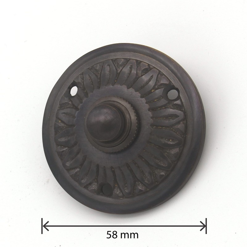Ventano Antique Doorbell Bell Plate with 1 Bell Push Brass