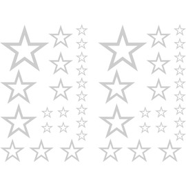 Samunshi® Star Sticker Set Filled Car Sticker (Silver Metal Effect Outline 090)