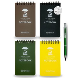 Waterproof 3x5 Notebook Pocket Notebook Small Spiral Notebooks Pocket Notepad Small Notepad 3x5 Pocket Notepad Police Notepad Tactical Notebook and All-Weather pen 4 Pack Multi
