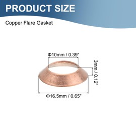 sourcing map 24Pcs Copper Flare Gasket, Fit for 1/2" Tube Size, 45 Degree Copper Flare Fitting for Air Conditioner Refrigeration Accessories