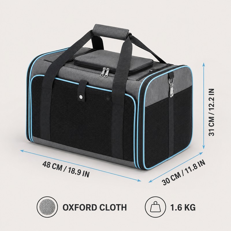 JTPAWS Foldable Expandable Soft-Sided Pet Carrier Bag for Cats &