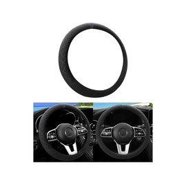 TNAIYH Car Steering Wheel Cover, 15 Inch Suede Breathable Anti-Slip Vehicle Steer Wheel Protector with Inner Ring, Automotive Interior Accessories, Universal for SUV RV Truck (Black/Blue)