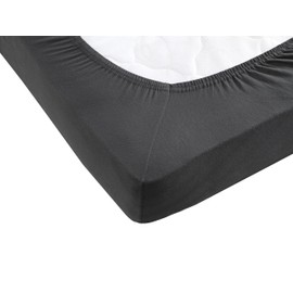 Fitted Sheet, 180 x 200 - 200 x 200 cm, Jersey Fitted Sheet, 100% Cotton, Comfort Bed Sheet for Mattresses up to 30 cm Height, Fitted Sheet, Colour Anthracite