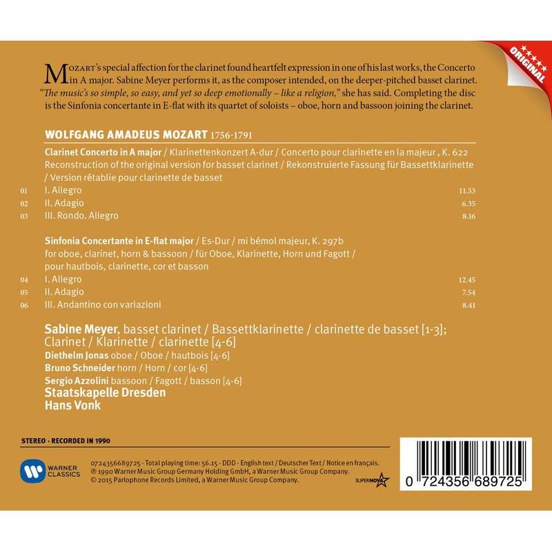 Mozart (Klarinettenkonzert / Sinfonia concertante)