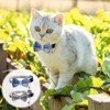 2Pcs Cat Collar Breakaway Bowtie with Bells, Blue and White