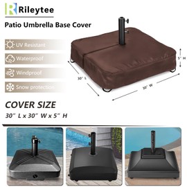 Rileytee Patio Umbrella Base Cover,Outdoor Heavy Duty 600D Waterproof Anti-UV Square Umbrella Stand Base Covers (30"L x 30"W x 5"H-Brown)