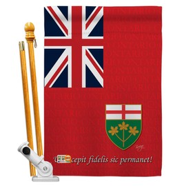 Breeze Decor HS108185-BO Ontario World Canada Provinces Decorative Vertical, House Flag Set 28"x 40" w/Flagpole, Multi-Color