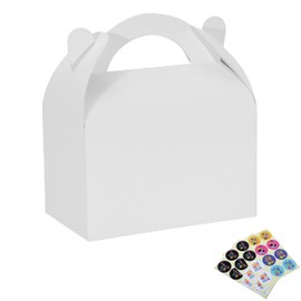 Bssay 30 Pack Party Favor Treat Boxes,Goodie Boxes,Gable Paper Gift Boxes with Handles Perfect for Birthday Party,Wedding,Christmas,Baby Shower 6.5 x 4 x 4 Inches (White)