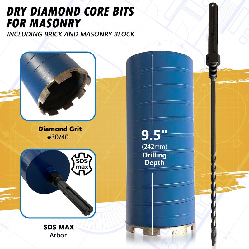 4-1/2" Dry Diamond Core Drill Bits for Brick and Block,