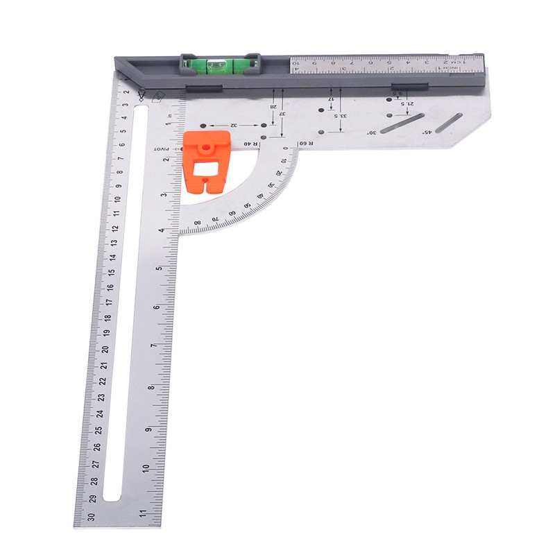 12in L Square Ruler Multifunction Scale Standard Carbon Steel Detachable