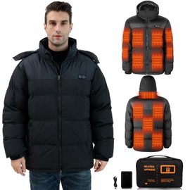 Knaiyepear Heated Jacket,Heated Jackets for men,Mens heated jacket,7.4V Heated jacket with battery pack included Heated coat