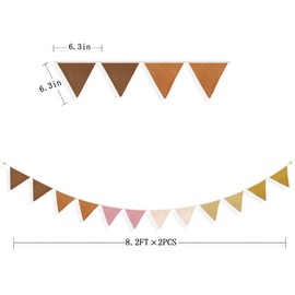 2 Sets of Yellow Dusty Pink Brown Nursery Garland 24pcs Linen Fabric Baby Banner Triangle Pennant Flags Streamers for Kids Girls Birthday Boho Baby Shower Party Decorations Baby Bedroom Nursery Decor