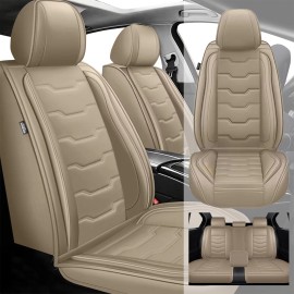 Unbranded Car Front+Rear Seat Covers Faux Leather Protector For HYUNDAI Santa Fe 2009-2018