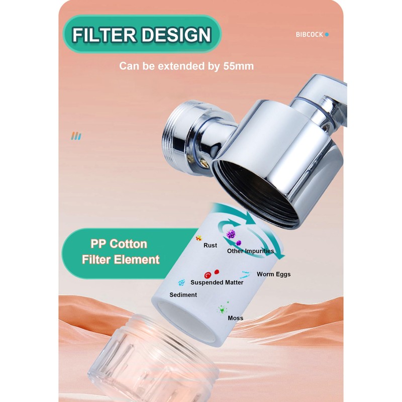 1080 Degree Rotating Multifunctional Extension Tap, Tap Attachment with Dual