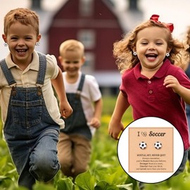 Football Stud Earrings with Gift Cards, Football Earrings, Football Gifts for Gils and Boys, Soccer Boys Earrings Black White Boys Earrings Studs for Kids