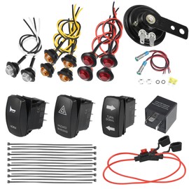 X AUTOHAUX 1 Set Universal Turn Signal Street Legal LED Light Kit with Horn Turn Signal Light Horn Switch Flasher Relay for Golf Cart Off-Road