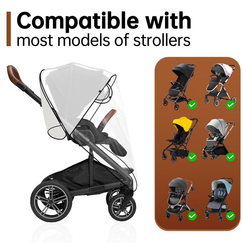 Stroller Rain Cover Compatible with Nuna Stroller, Universal Waterproof Windproof