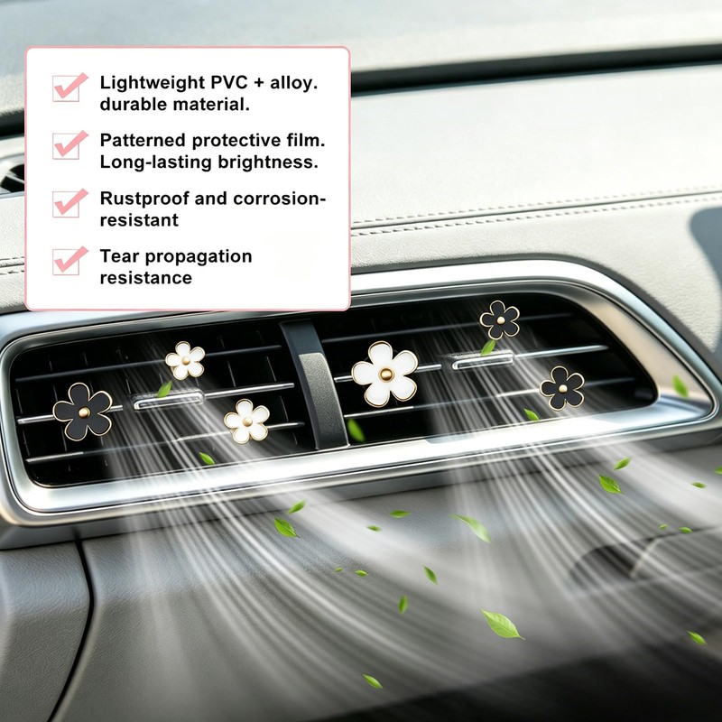 8 Pcs Car Air Fresheners Vent Clip, White & Black