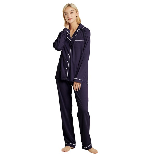 Honypove 100% Cotton Pajama Sets for Women 2 Piece Long