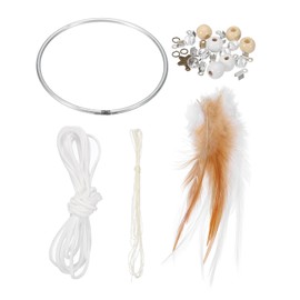 PATIKIL DIY Dream Catcher, Making Dream Catcher Supplies Handmade Dream Catcher Kit Feather Crystal Beads for Wall Hanging Ornament Decor Craft, Yellow, White