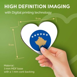 Destination Vinyl ltd Great Coasters (Set of 4) Heart - Kosovo Flag Map Drink Glossy Coasters/Tabletop Protection for Any Table Type #9043