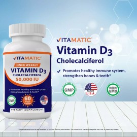 Vitamatic Vitamin D3 Weekly Dose 50,000 IU (Cholecalciferol) 60 Veggie Capsules