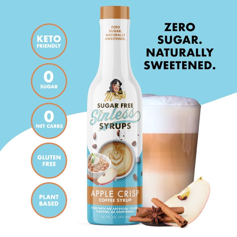 Sugar Free 3pk Apple Crisp Coffee Syrup - Stevia Based,