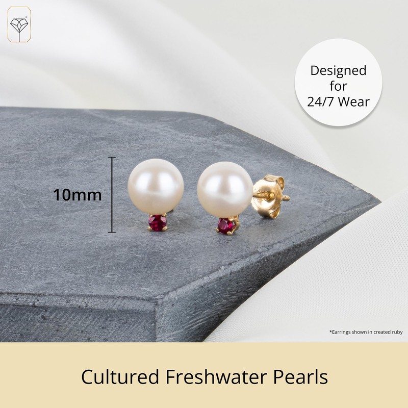 MAX + STONE 14k Gold Freshwater Pearl and Gemstone Stud