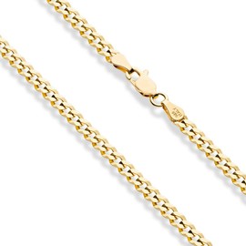Miabella Solid 925 Sterling Silver Italian 3.5mm Diamond Cut Cuban Link Curb Chain Anklet for Women, Made in Italy (yellow-gold-plated-silver, Length 10 Inches)