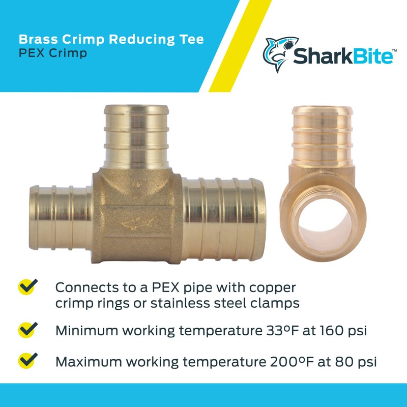 SharkBite 1-1/4 x 1-1/4 x 1/2 Inch Brass Crimp Reducing