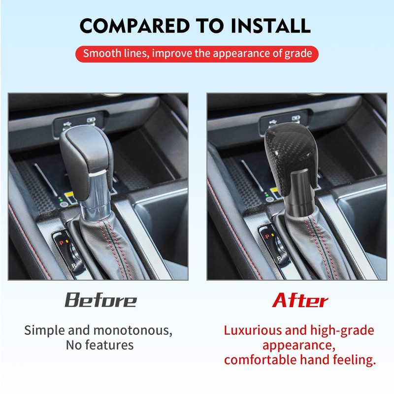 BLAKAYA Compatible with Carbon Fiber Gear Shift Knob Head Cover
