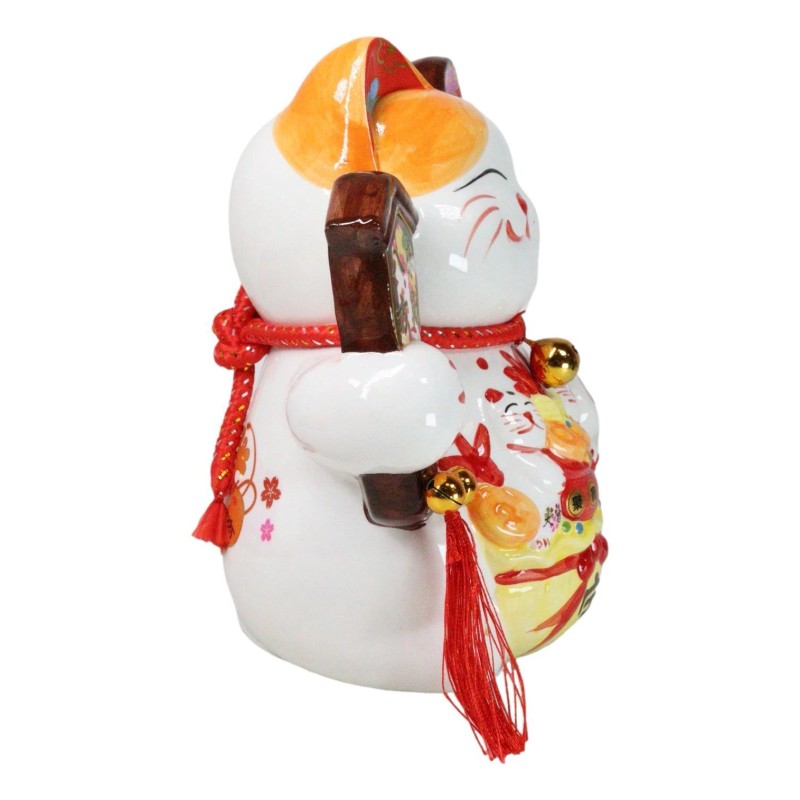 Japanese Lucky Charm White Beckoning Cat Maneki Neko With Waving