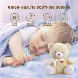 BEREST Sleeping Bear Baby Sleep Soother- Mom's Heartbeat White Noise Machine ...