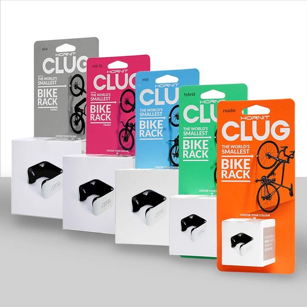 Hornit CLUG Bike Clip Indoor Outdoor Hybrid Bicycle Storage System, White/Orange