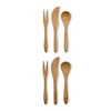 HIC Kitchen Reusable Charcuterie Serving Tools, Burnished Bamboo, 6-Piece Set