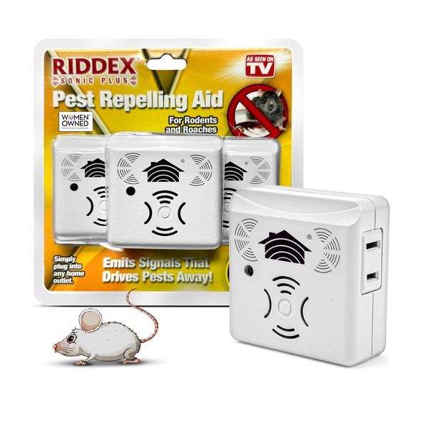 Riddex Sonic Plus Ultrasonic Pest Repeller, Plugs in with extra