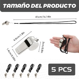 Owlbud Silbato de Acero Inoxidable (Paquete de 5) Silbato de Sonido Fuerte Ideal para Entrenadores Fuerte y Duradero para Árbitros, Entrenadores, Salvavidas, Deportes de Equipo