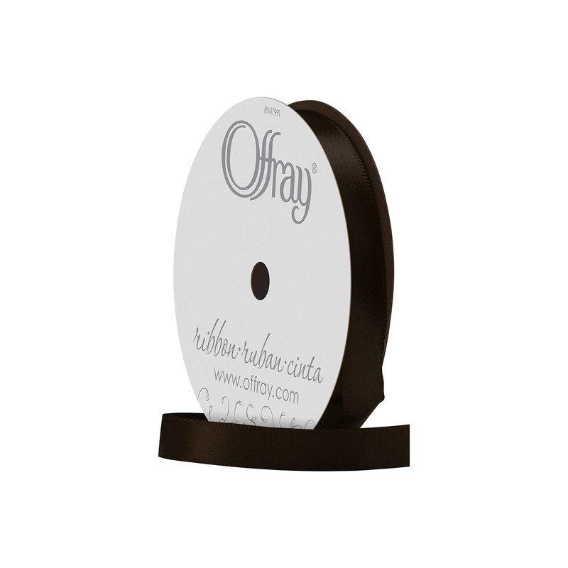 Offray Single Face Satin Craft Ribbon, 3/8-Inch x 18-Feet, Brown