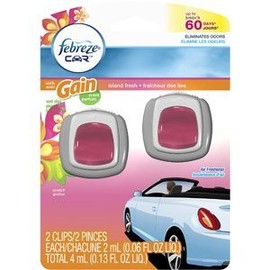 Febreze Car Vent Clip, Gain Island Fresh, Air Freshener Twin Pack