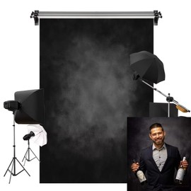 Kate Cold Black Around Gray Texture Abstract Backdrop Photo Background Studio Props,7x5ft
