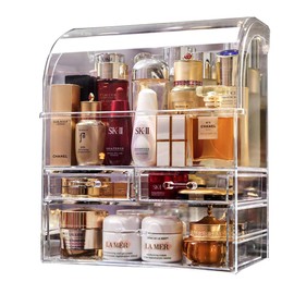 MOOCHI Clear Professional Large Cosmetic Makeup Organizer Bathroom Storage Display Case with Drawers